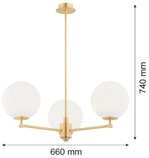 Lustră pe tijă Argon 6307 PALOMA 3xE14/7W/230V auriu/alb