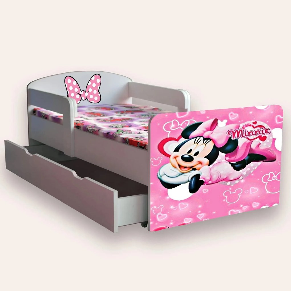 Pat Pentru Fete Minnie Mouse Cu Manere 2-12 Ani Cu Sertar Cu Saltea Inclusa 160x80 Cmg46495425266004