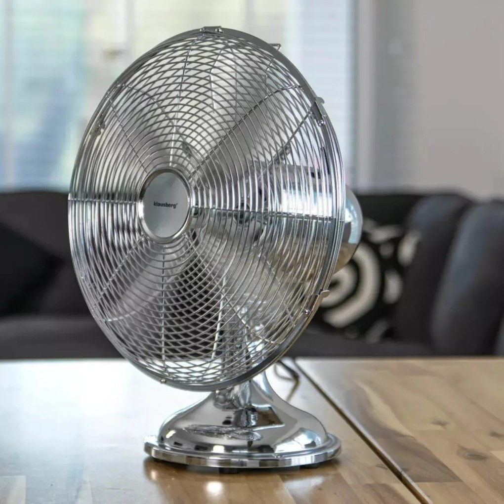 Ventilator metalic pentru birou 30 cm Klausberg KB7537, argintiu