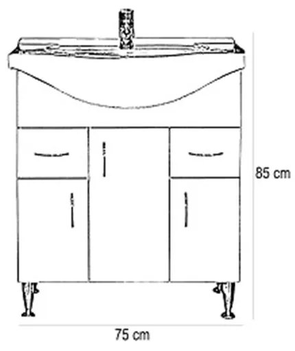 Dulap inferior Bianca Plus 75 cu lavoar, culoare Aida nuc