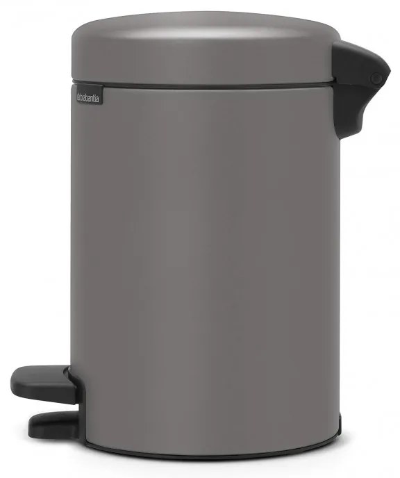 Cos de gunoi cu pedala Brabantia NewIcon 1001096, 3 L, Inchidere lina, Baza antiderapanta, Finisaj mineral, Gri