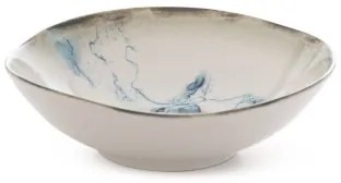 Set de masă, 24 piese, porțelan, alb/albastru