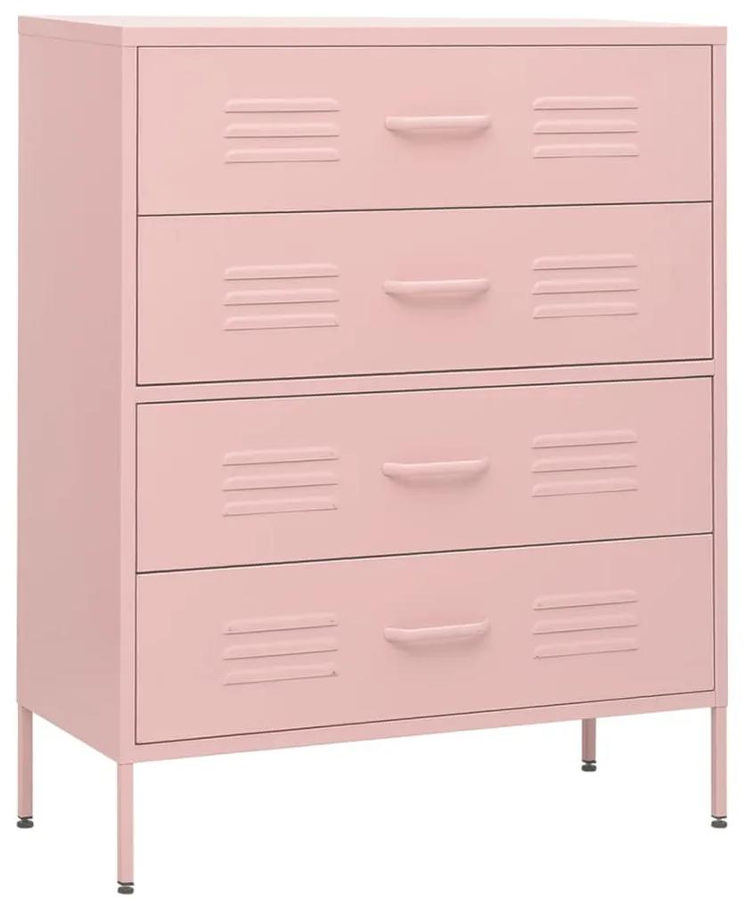 Comoda cu sertare, roz, 80x35x101,5 cm, otel Roz