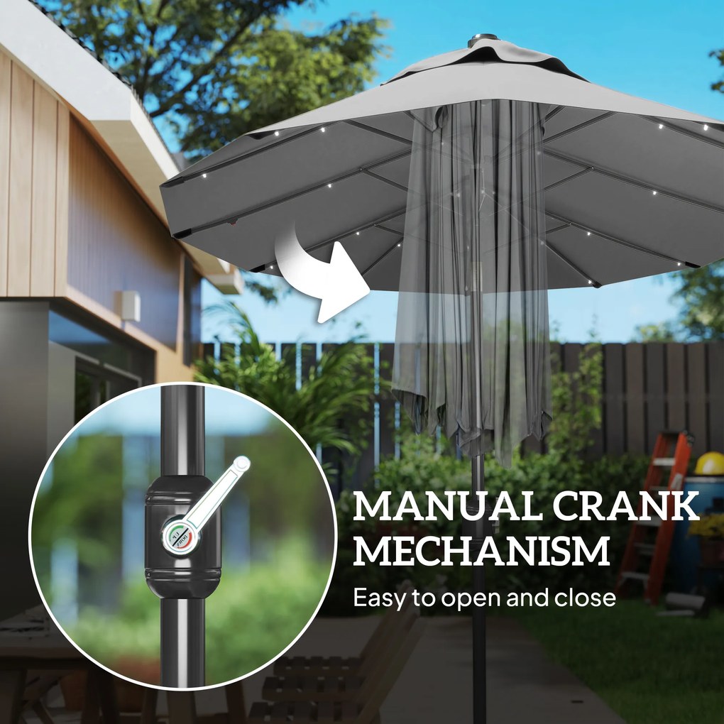 Outsunny Umbrelă de Terasă cu Două Fețe, Bază în Cruce, Sistem de Înclinare și Manivelă | Aosom Romania