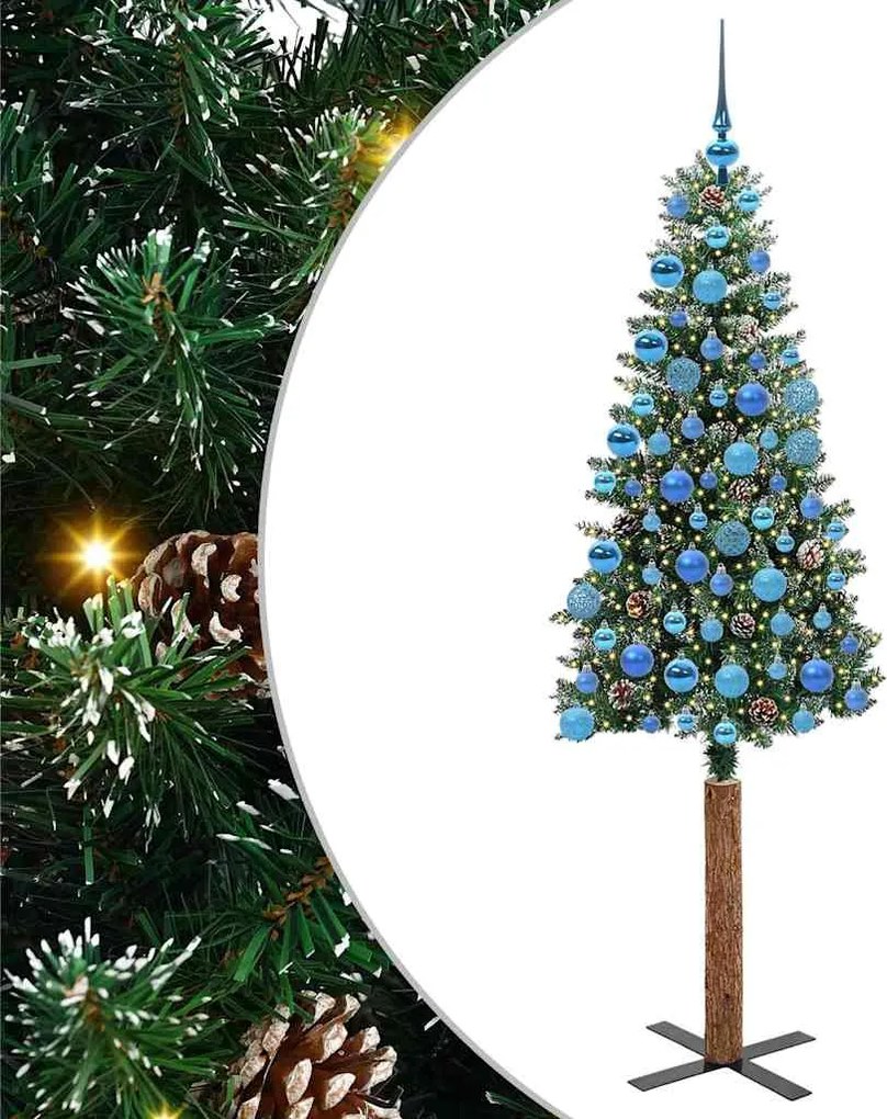 vidaXL Brad de Crăciun subțire Verde 180 cm PVC și lemn de PIN masiv