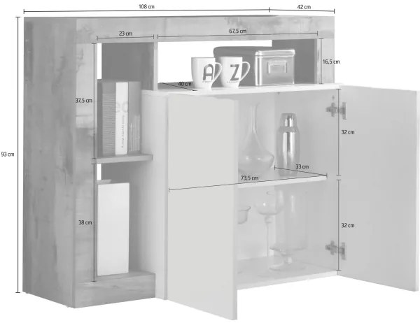 Comodă LENOR alb/maro