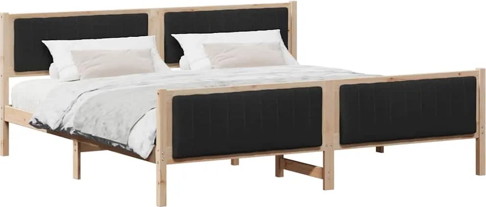 vidaXL Cadru de pat Maro și negru 200 x 200 cm Lemn masiv de pin