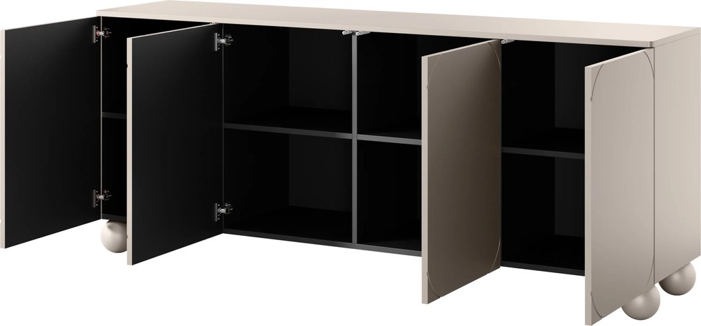 Comodă Sonatia II 200 cm cu patru uși - casmir / picioare sferice