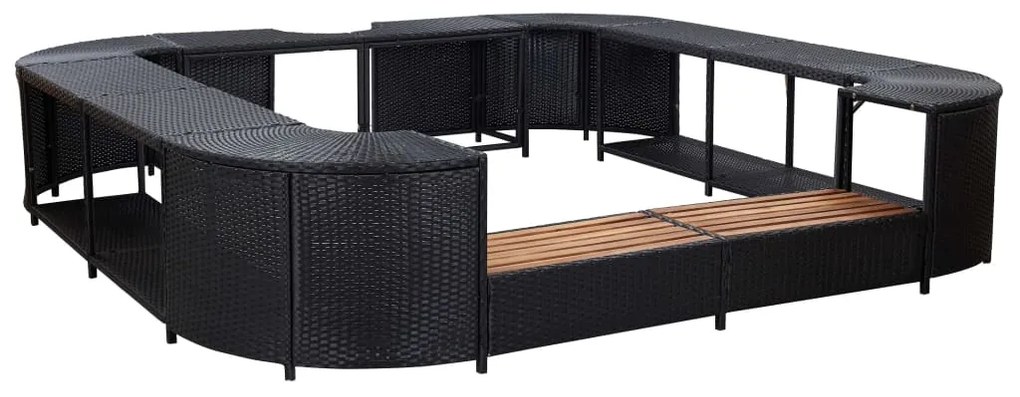 Mobilier imprejmuire spa negru 268x268x55 cm poliratan patrat 1, Negru