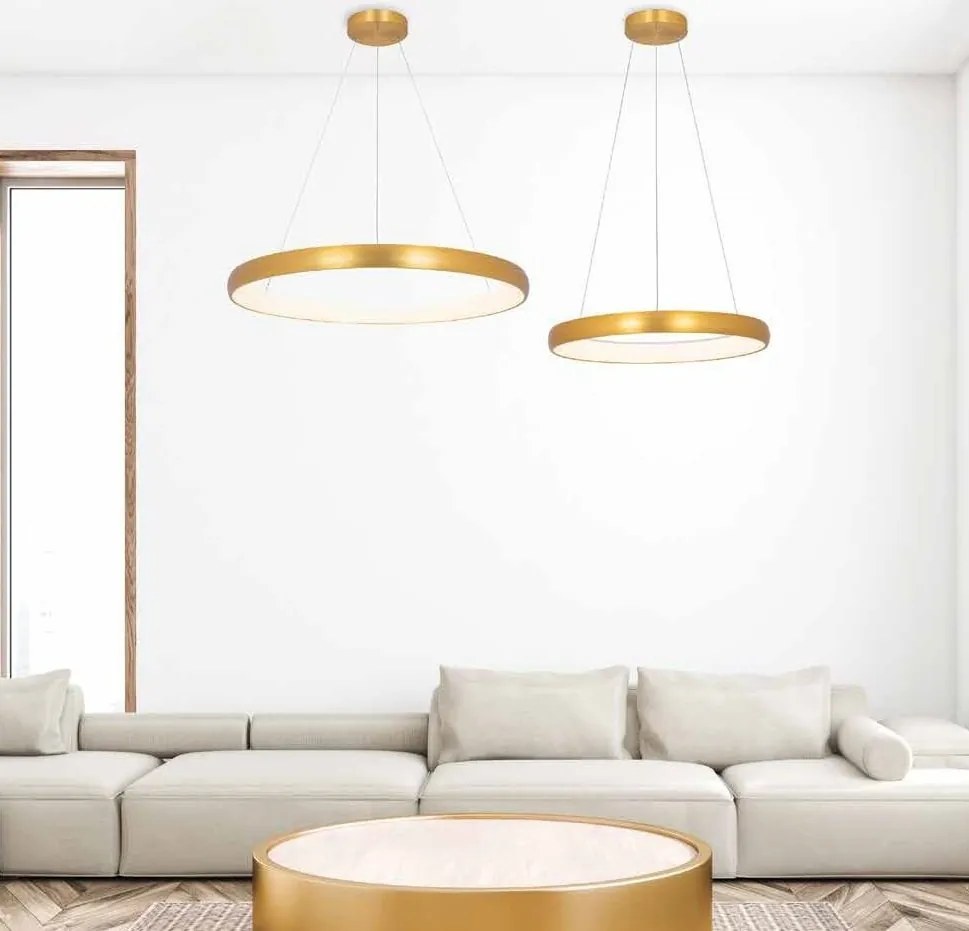 Lustra LED design modern circular Ring 40cm, Brushed Gold Matt