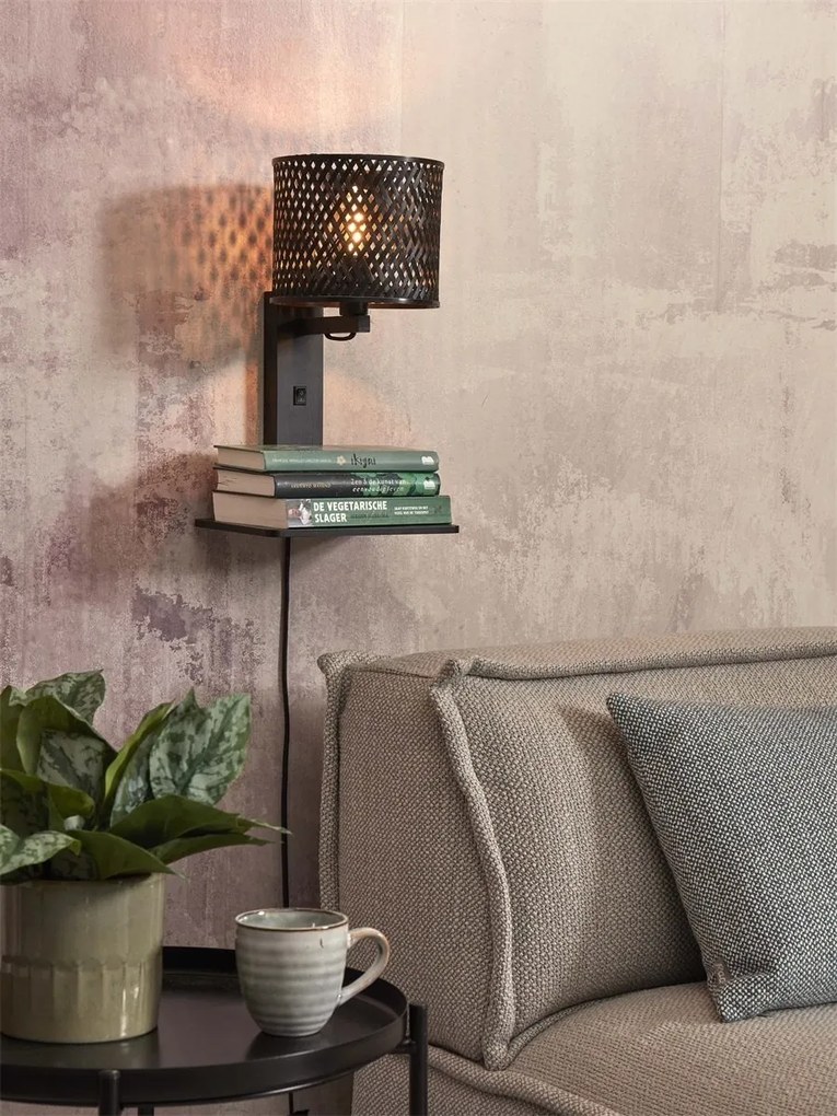 Aplica de perete eco din bambus cu polita Java shelf bl./18x15, bl