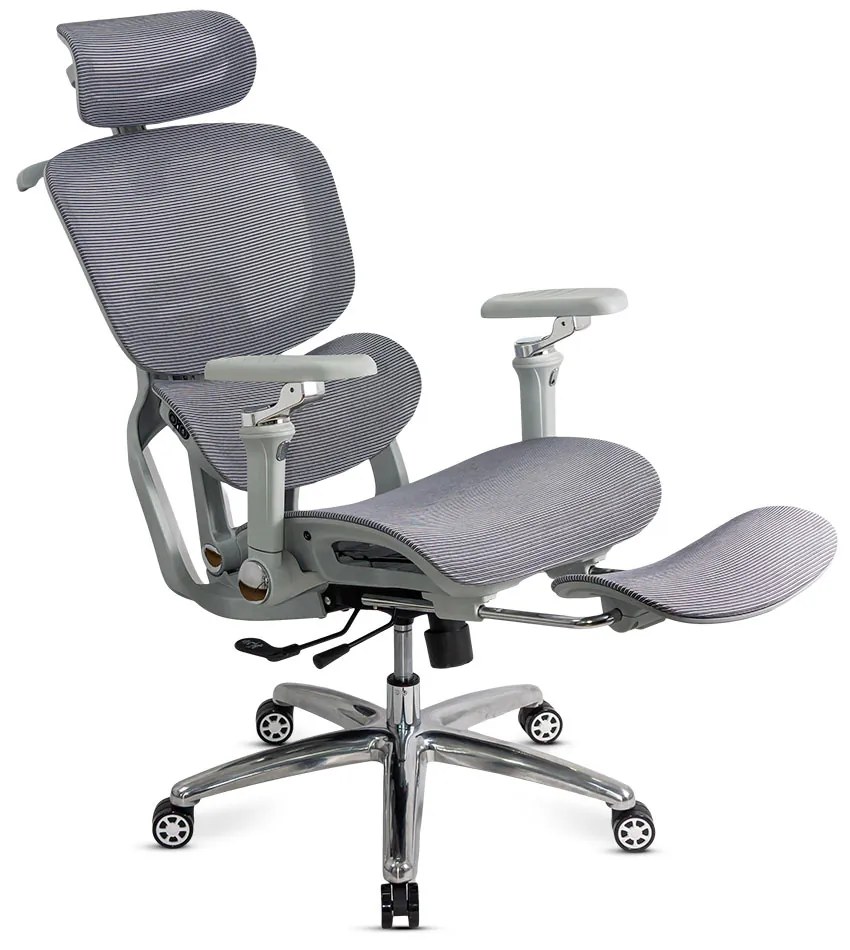 Scaun ergonomic gri de birou cu suport lombar încălzit cu masaj și șezut cu ventilație SYYT 9521