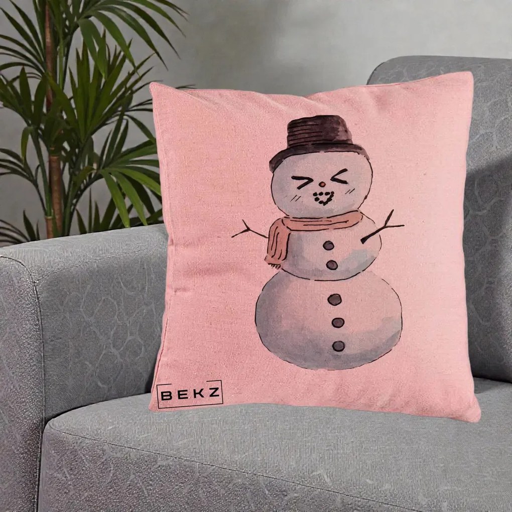 Perna Decorativa Om de Zapada Kawaii Haios, 40x40 cm, Roz, Husa Detasabila, Perna Inclusa, BEKZ®
