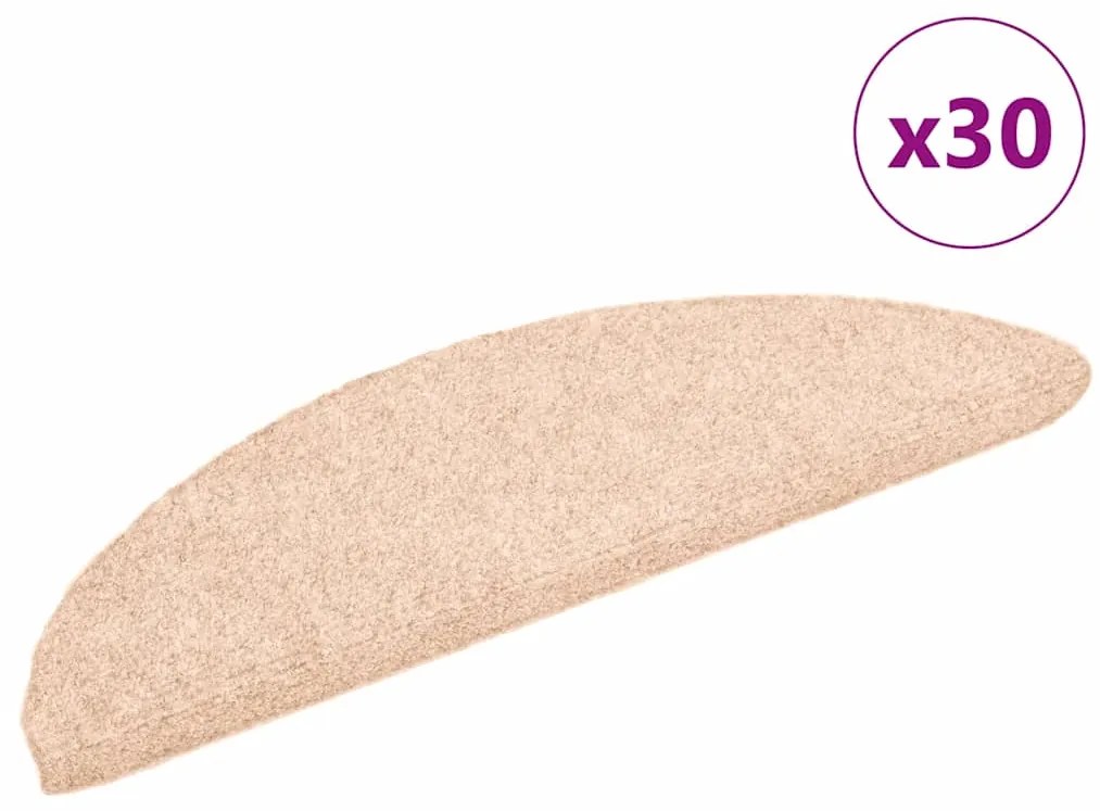 vidaXL Covorașe autoadezive pentru scări, 30 buc., 56x17x3 cm, crem, semirotunde