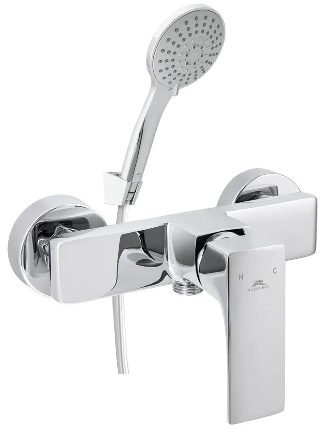 Baterie dus Rubineta Modena monocomanda crom lucios cu set de dus para 5 functii