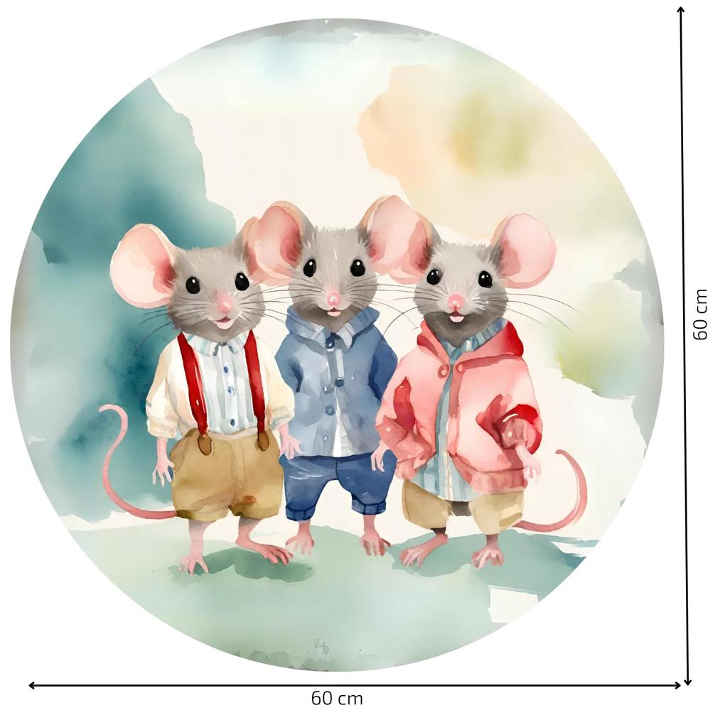 PIPPER. Autocolant circular de perete „Șoareci” mărimea: 60cm