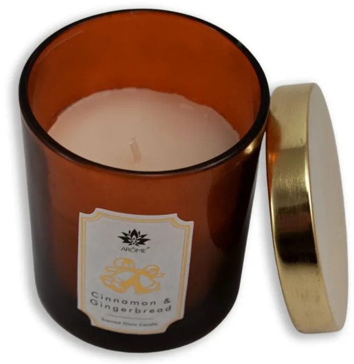 Arome Lumânare în sticlă colorată cu capac,Cinnamon &amp; Gingerbread, 125 g
