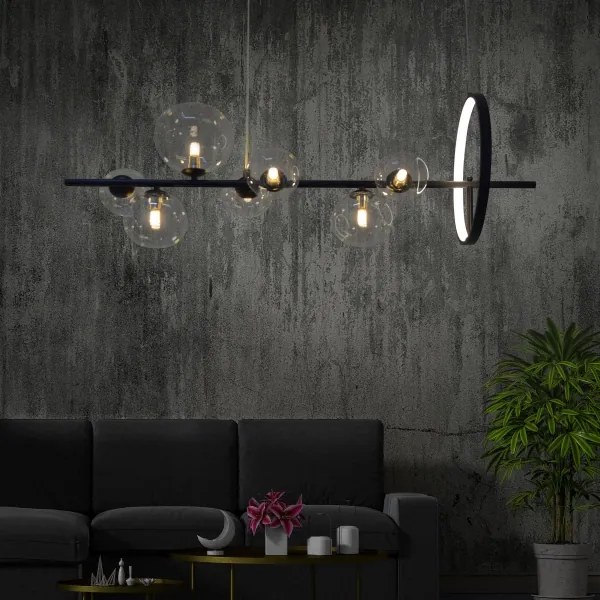 Lustră LED pe cablu HYBRID LED/15W/230V + 7xG9/6W 4000K negru