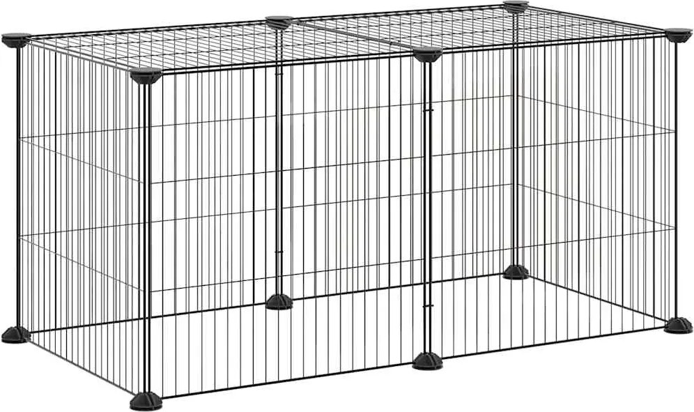 vidaXL Cușcă animale de companie, 8 panouri, negru, 35x35 cm, oțel
