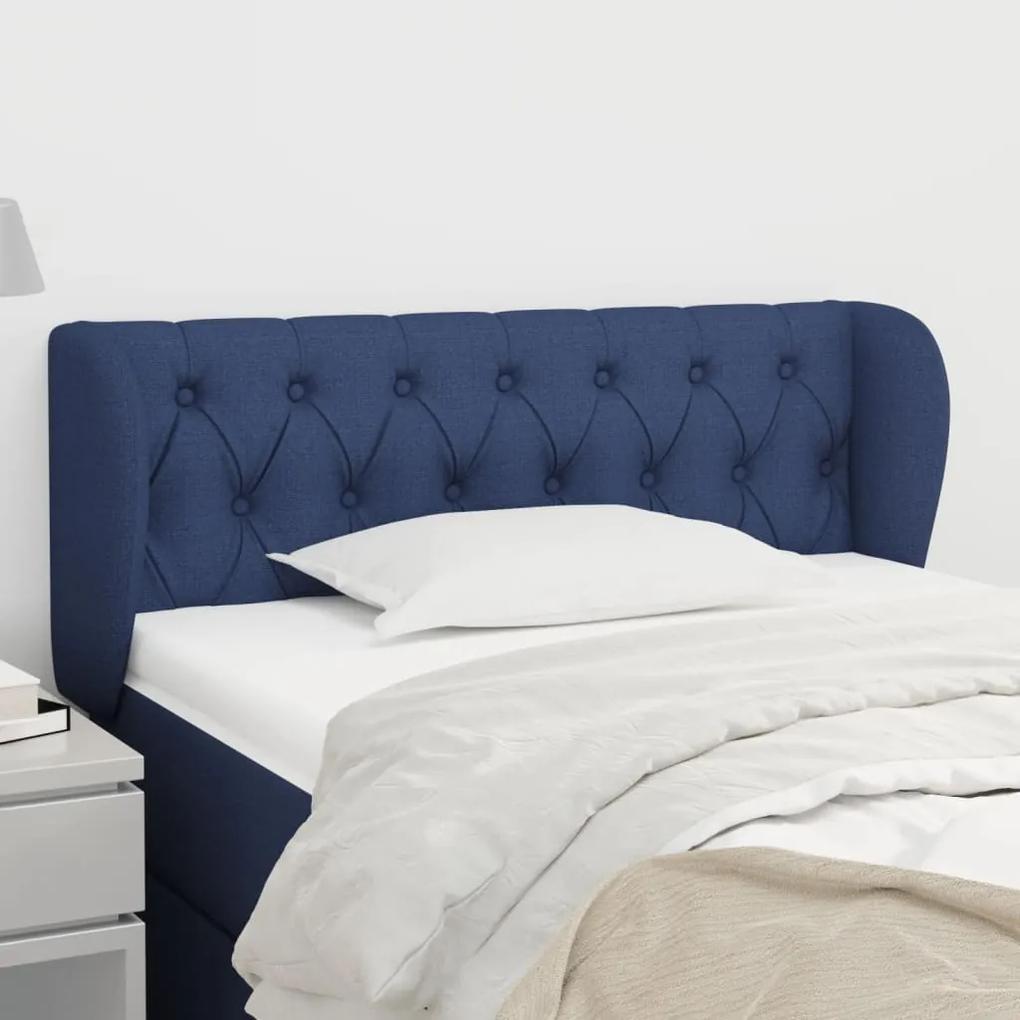 3117476 vidaXL Tăblie de pat cu aripioare, albastru, 103x23x78/88 cm textil