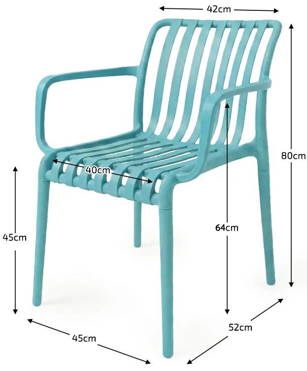 Scaun din plastic TREGO cu brate, albastru