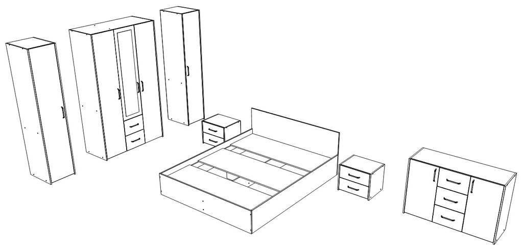 Set dormitor Malmo V9, Pat 200 x 160 cm, Stejar Artisan/Argila