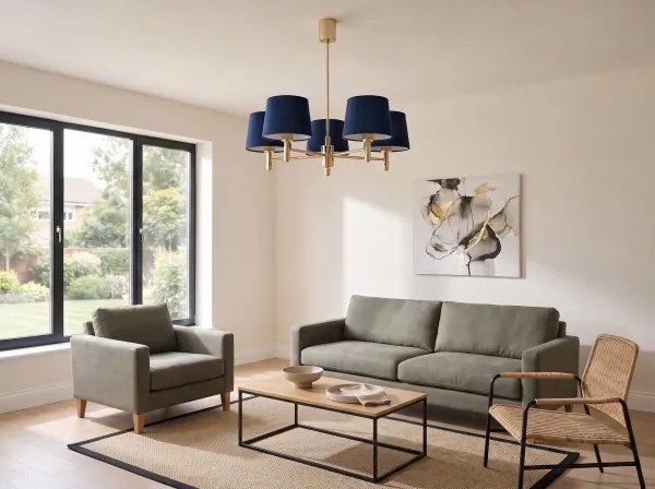 BRILAGI - Candelabru pe tijă MONTE, 5xE27/60W/230V, albastru/auriu