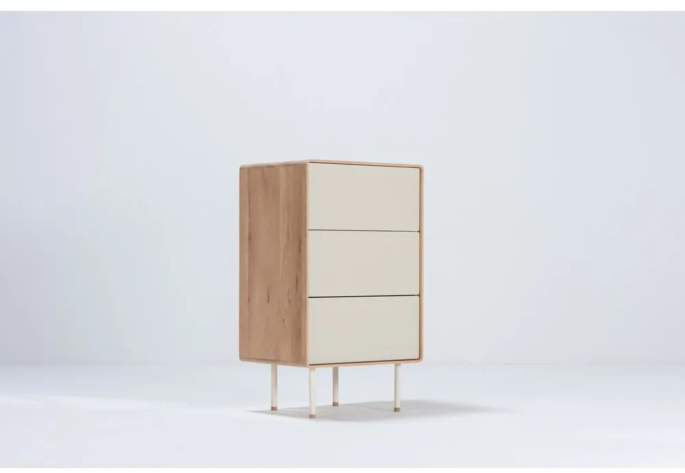 Comodă albă/în culoare naturală înaltă din lemn de stejar 60x100 cm Fina – Gazzda