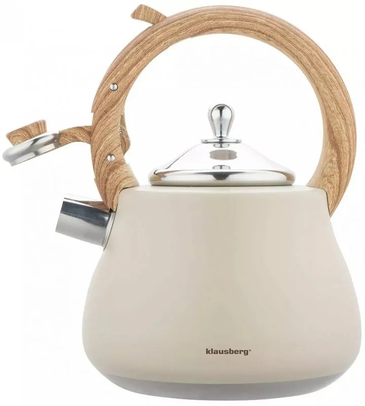 Ceanic cu fluier Klausberg KB 7919, 2,8 l, Maner izolat termic, Inductie, Bej