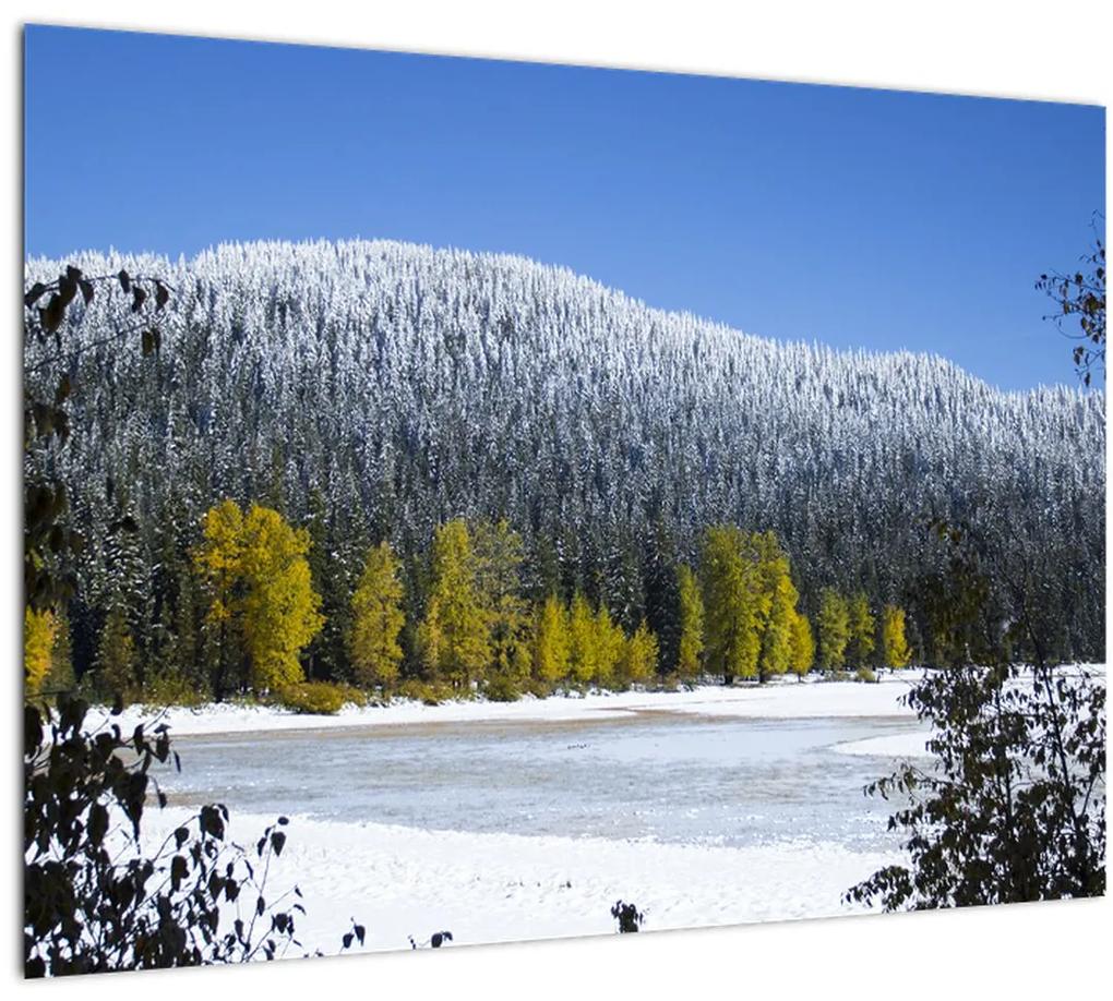 Tablou - munții înzăpeziți iarna (70x50 cm), în 40 de alte dimensiuni noi