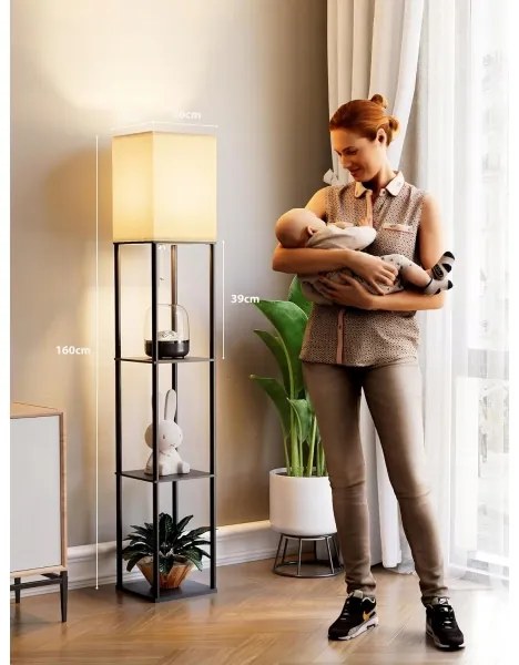 Lampă de podea cu polițe 1xE27/40W/230V 160 cm neagră/albă