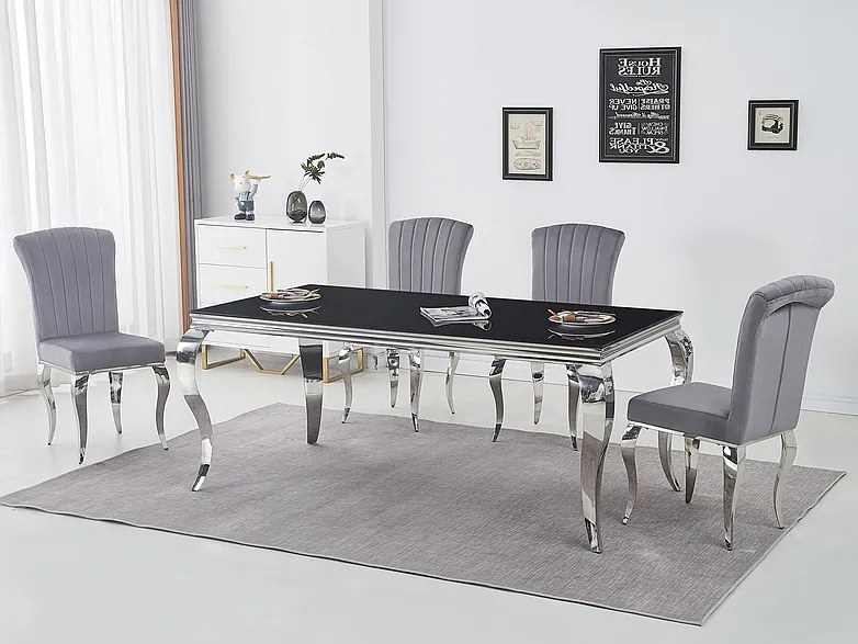 Masă de sufragerie 150 cm Pria (negru + crom) (pentru 4 până la 6 persoane). 1050746