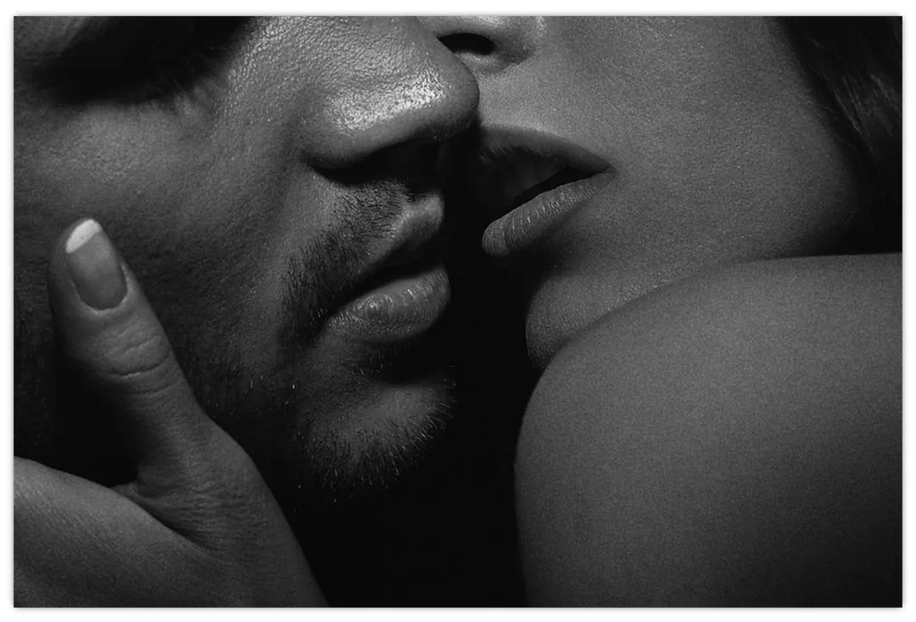 Tablou - Sărutul, fotografie alb-negru (90x60 cm)