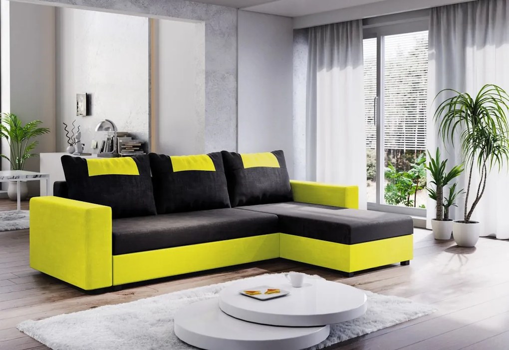 Expedo Colțar extensibil COOPER, 232x144, negru/galben, microfibră04/U021