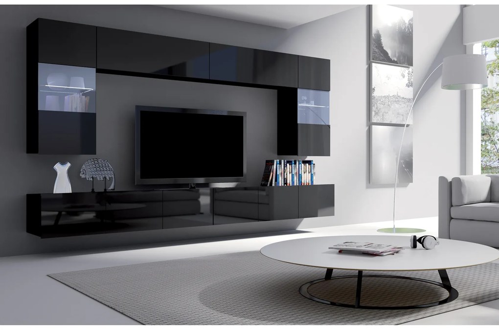 Mobilier living Calabria C1 (Negru) (fără iluminat). 1051588
