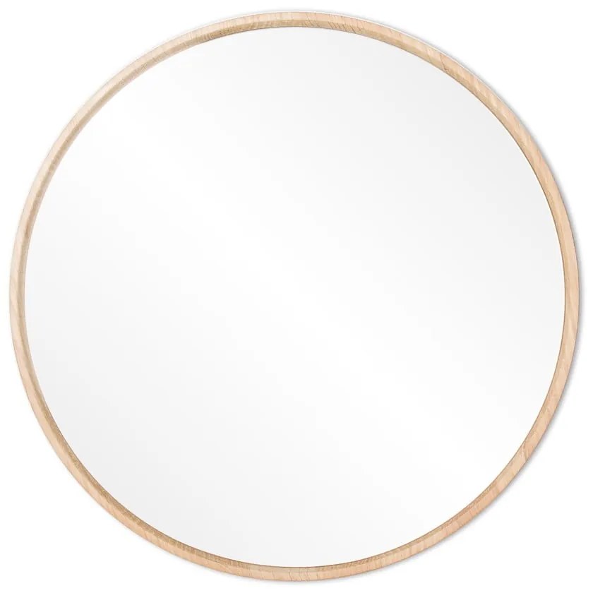 Oglindă de perete cu ramă din lemn masiv de stejar Gazzda Look, ⌀ 32 cm