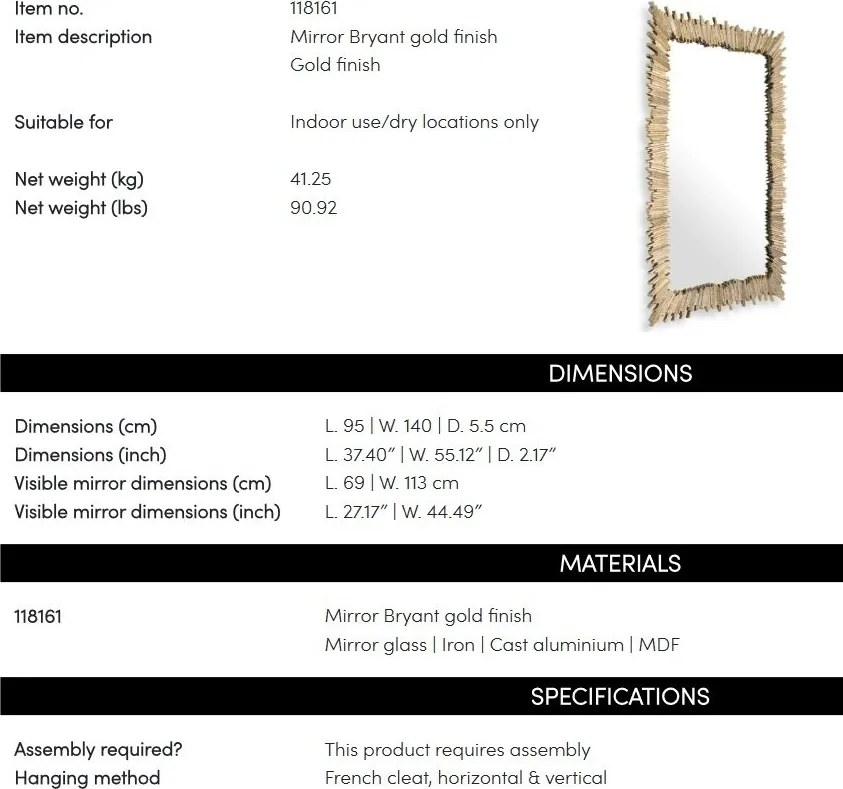 Oglinda decorativa design LUX Bryant 140x95cm