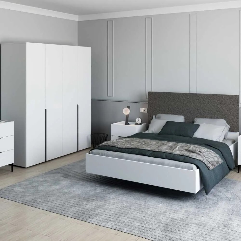 Dulap Haine Adore Oryana cu 4 usi cu rafturi si umerasi, 180 x 210 x 62 cm