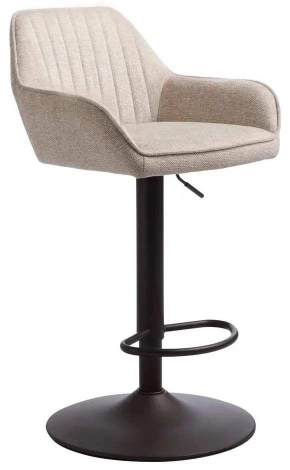 Scaun de bar bej cu înălțime ajustabilă/cu cotiere tapițat (înălțime șezut 65 cm) Nolan – Unique Furniture