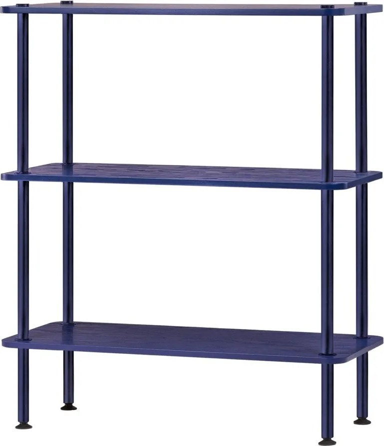Etajeră albastră cu aspect de lemn de stejar 80x90,5x35 cm Teidi – noo.ma