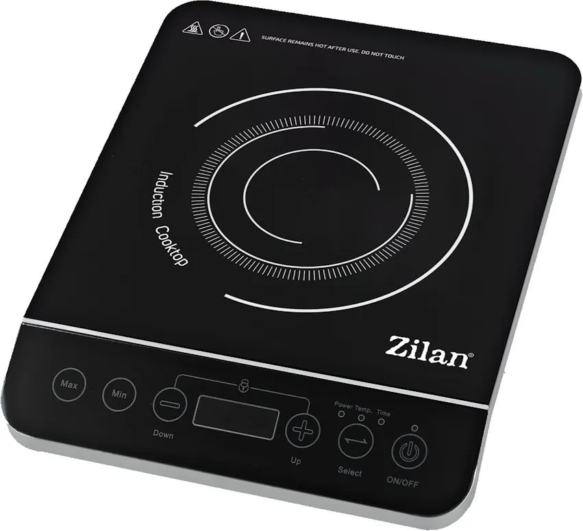 Plita cu inductie Zilan ZLN8078 Neagra, putere 2000W, geam din cristal negru