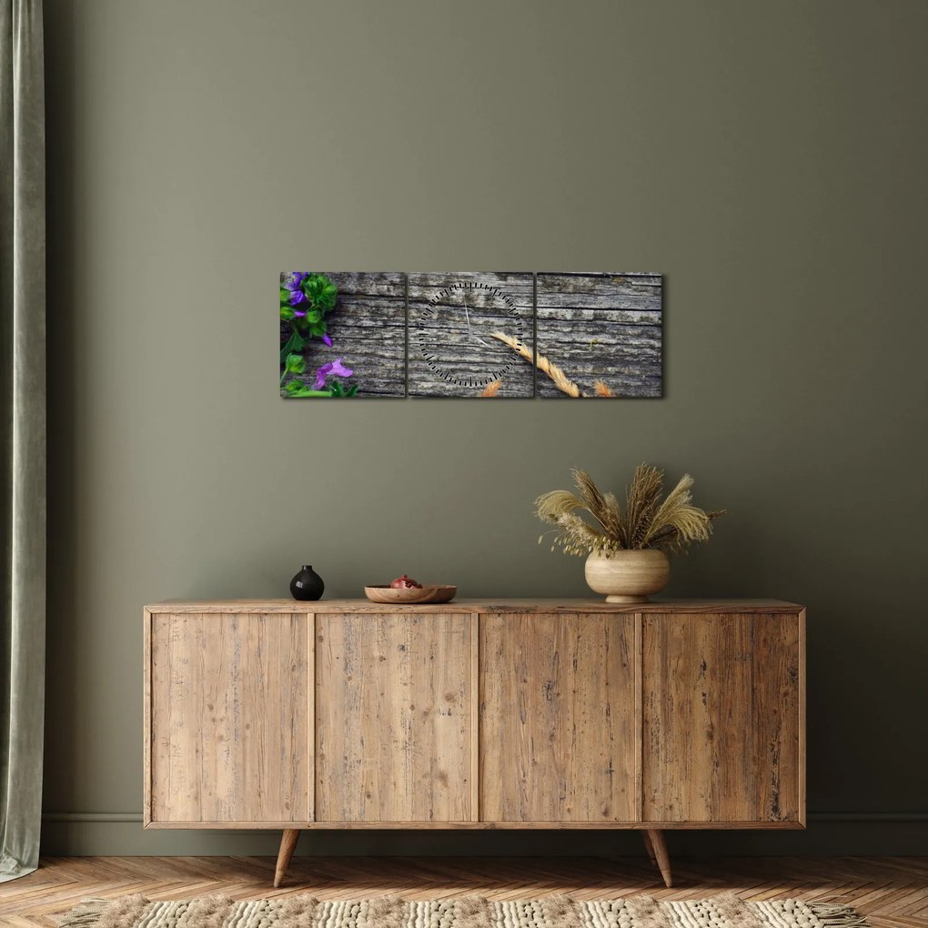 Tablou - flori de câmp (cu ceas) (90x30 cm)
