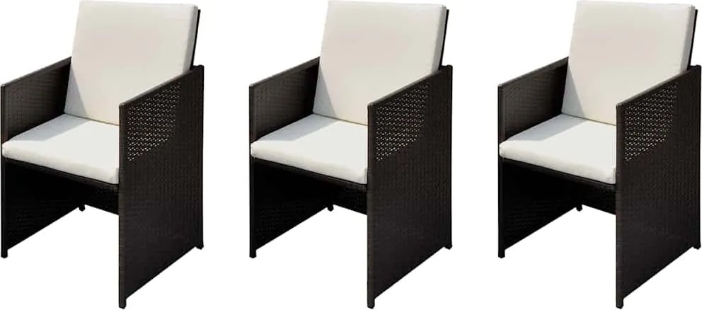vidaXL Scaune de grădină 3 pcs Maro 56 x 52 x 87 cm Rattan poli