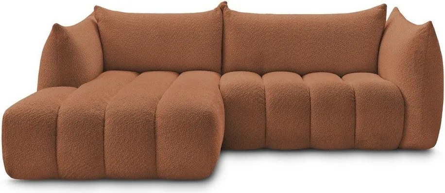 Colțar portocaliu cu tapițerie din țesătură bouclé (cu colț pe partea stângă/cu șezlong) Azra – Bobochic Paris