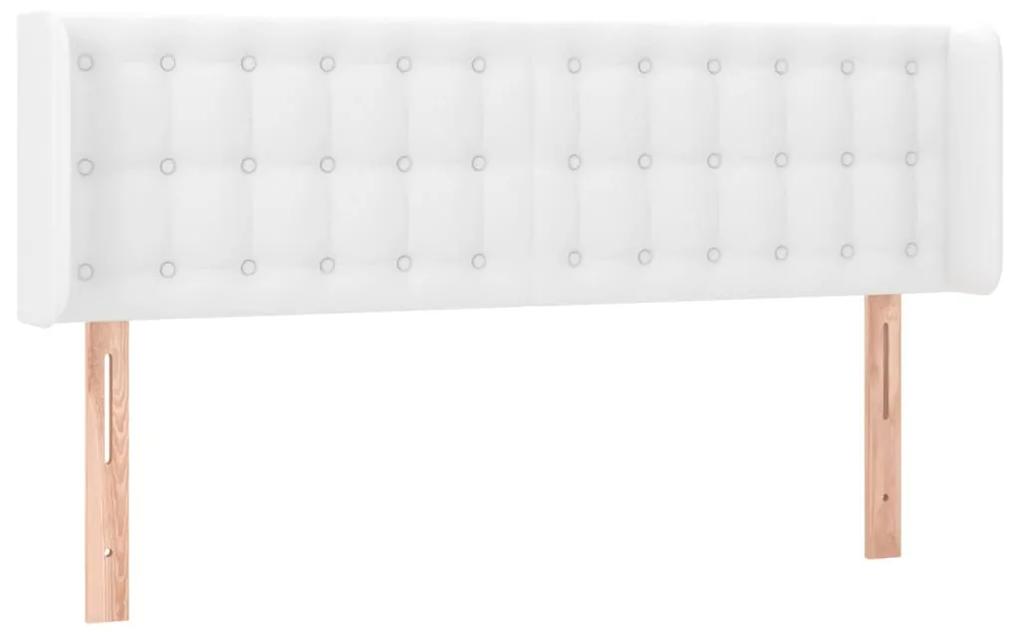 Tablie de pat cu aripioare alb 147x16x78 88 cm piele ecologica 1, Alb, 147 x 16 x 78 88 cm