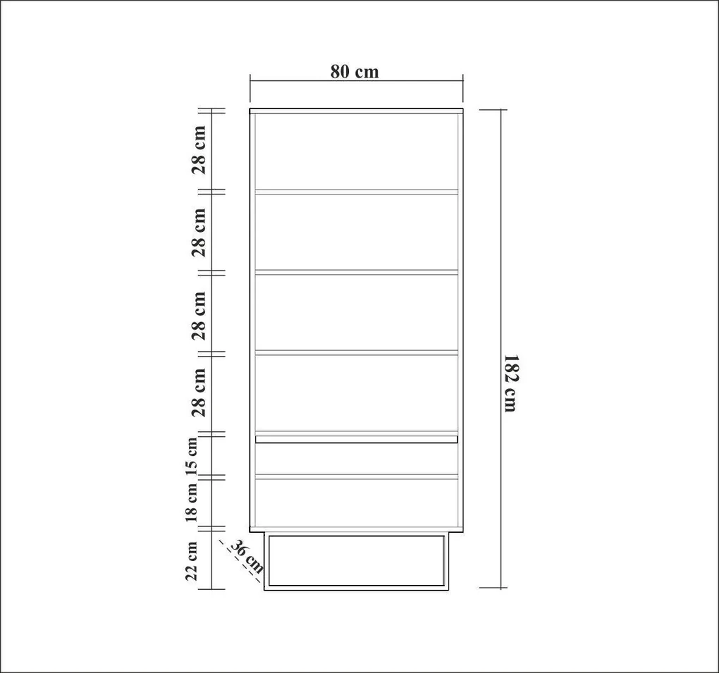 Biblioteca Rea, Nuc, 80x182x36 cm | BIANO