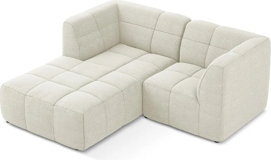 Colțar bej cu tapițerie din țesătură bouclé (cu colț pe partea stângă/cu șezlong) Aloha – Makamii