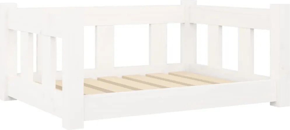 vidaXL Pat pentru câini, alb, 65,5x50,5x28 cm, lemn masiv de pin