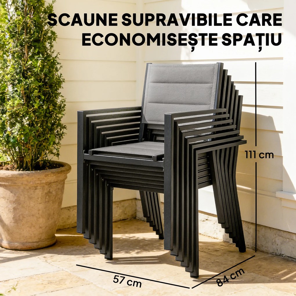 Outsunny masă pentru grădină cu scaune, set masă și scaune pentru grădină, masă și scaune pentru exterior, set de dining pentru grădină, masă extensibilă pentru exterior, set masă și scaune din aluminiu | Aosom Romania
