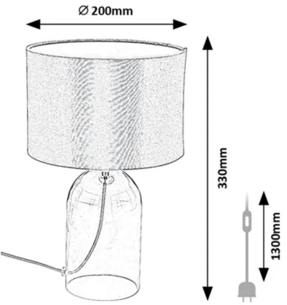 Lampa de masa sticla fumurie abajur gri Luxin